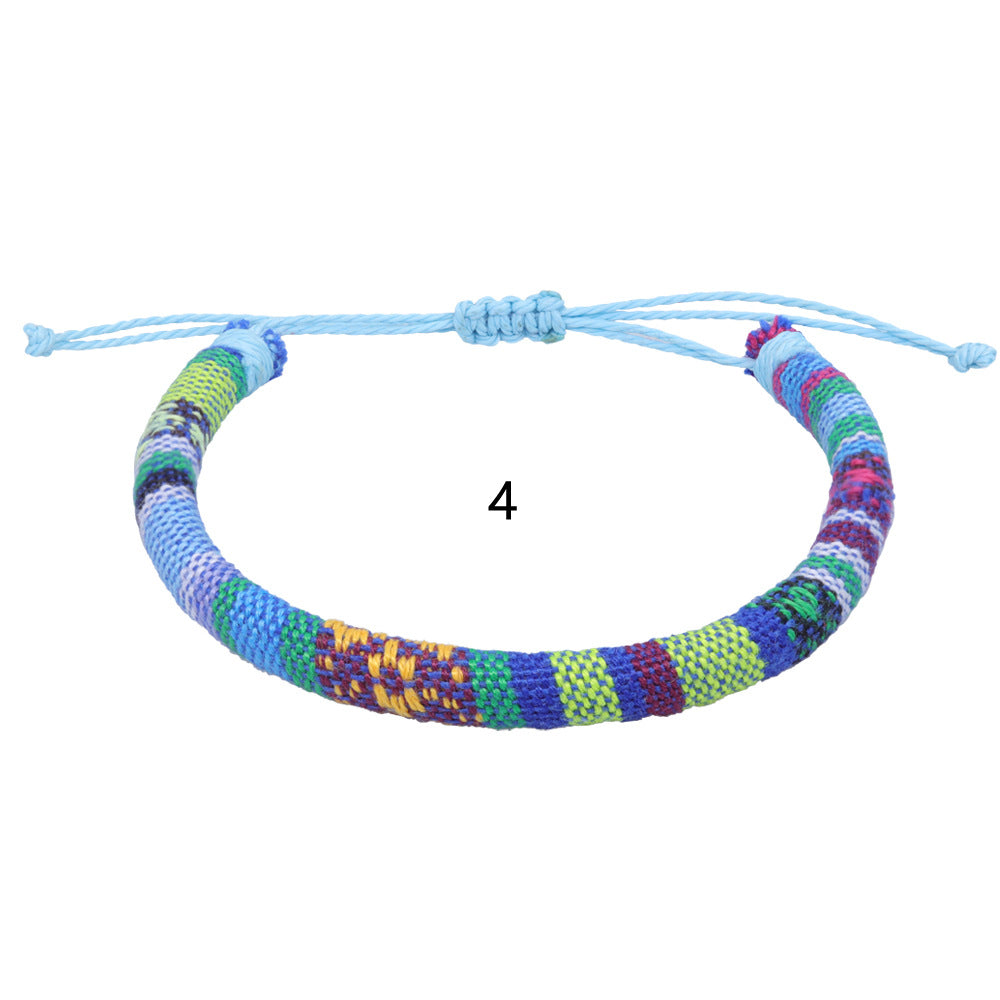Wholesale Handwoven Colorful Waxed Thread Cotton Rope Bracelet